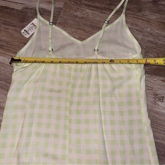 Nwt Live to be spoiled green -white checkered pattern  mini slip dress sz XS + S - Picture 2 of 7